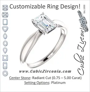 Cubic Zirconia Engagement Ring- The Nyah (Customizable Radiant Cut Solitaire with Tapered Bevel Band)