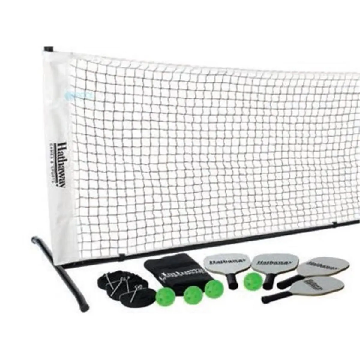 Blue Wave Deluxe Pickleball Game Set - Wood Components, Steel-Nylon-Wood Construction, Extra-Tough Plastic Balls, Lightweight Wooden Paddles