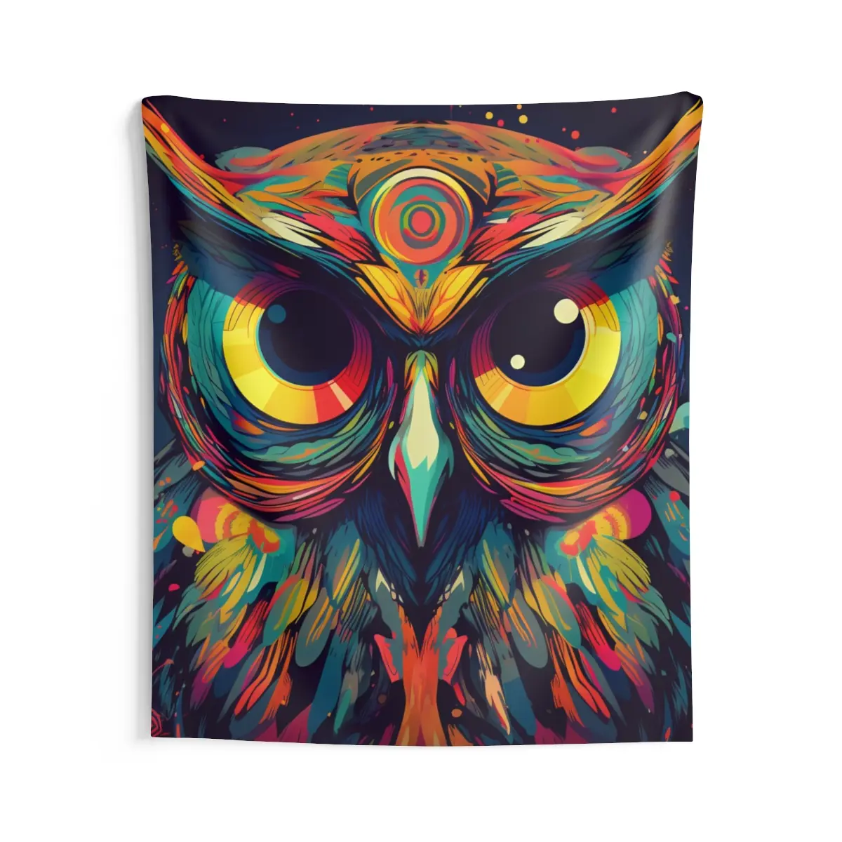 Owl Art Tapestry | Chi Omega Wall Decor | College Dorm Room Tapestry Neon