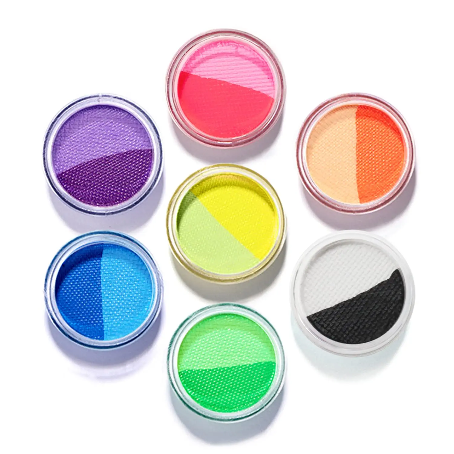 Water Activated Split Cake Eyeliner, UV Blacklight Glow Fluorescent Paint, Onmay 14 Bright Color Retro Graphic Hydra Eye Liner, Body Face Paint, Halloween Makeup