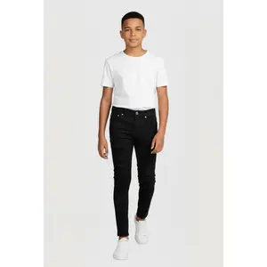 Boys Frayed Patch and Repair Slim Jeans