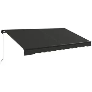 12x10ft Manual Awning – Adjustable Tilt 45-85°. Crank Handle Length 59". Fits Wall Size 8.2-11.5ft. Ruffled Edge for Style. Weather-Safe Construction