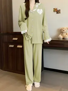 Women's Floral Sleepwear Set, Comfortable Cotton Pajamas for Women, Casual Home Wear, All-Season Use, Soft & Breathable Fabric