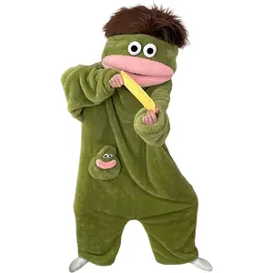 Funny Movable Puppet Mouth Monster Onesie, All Season Skin Friendly Soft Fleece Pajama, Perfect Goofy Outfit for Pajama Party, Sleepover and Halloween Cosplay, Ideal Novelty Birthday Gift