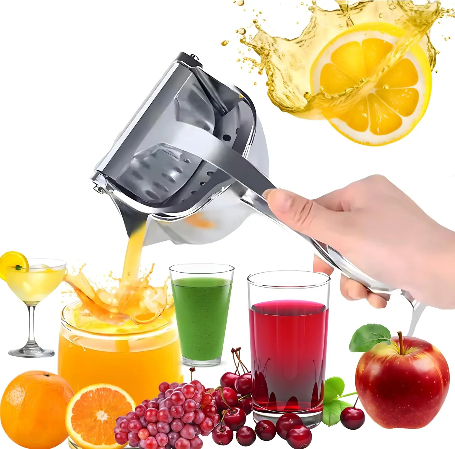 Hand Juicer Squeezer - Hand Press Juicer, Portable Multifunctional Manual Juice Extractor with Quiet Operation, Easy Cleaning, Detachable Design (Home & Festive Party Supplies, Party Bag Gift Option)