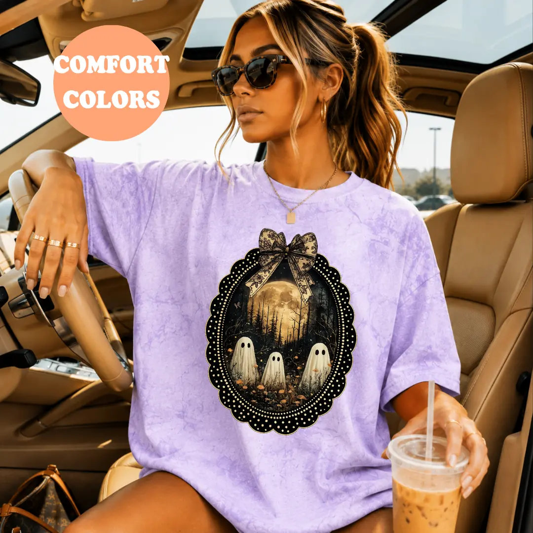 Comfort Colors Ghost Cameo Shirt | Vintage Haunted Forest Ghost Tee | Cute Halloween Ghost Shirt | Spooky Cottagecore Fall Graphic Tee | Comfort Colors Halloween Tee