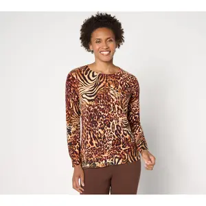 Attitudes by Renee Long Sleeve Printed Sweater