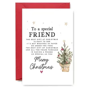 Special Friend Christmas Card, "to a special FRIEND" Poem, Snowflake & Glitter Tree Art, Handwritten Merry Christmas, Suitable for Besties, Sentimental Holiday, Festive Season, Heartfelt Message, Highquality Print, Detailed Artwork, Positive Message Card