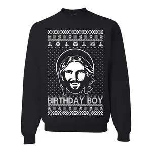 Made in USA Birthday Boy Jesus Christ Sweatshirt, Funny Christian Christmas Sweater, Religious Holiday Crewneck, Jesus Birthday Party Shirt, Unisex Ugly Christmas Sweater