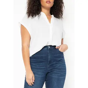 ELOQUII Women's Plus Size Notch Collar Blouse