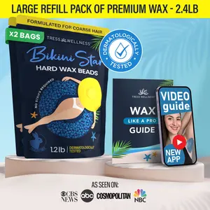 TRESS WELLNESS Bikini Star Hard Wax Beads – Sensitive Skin Formula – No Strip Needed – Brazilian, Face, Legs, Underarms, Bikini – Gentle At-Home Wax for Coarse Hair – Salon Quality Wax – Smooth Body Care – Hair Removal Waxing