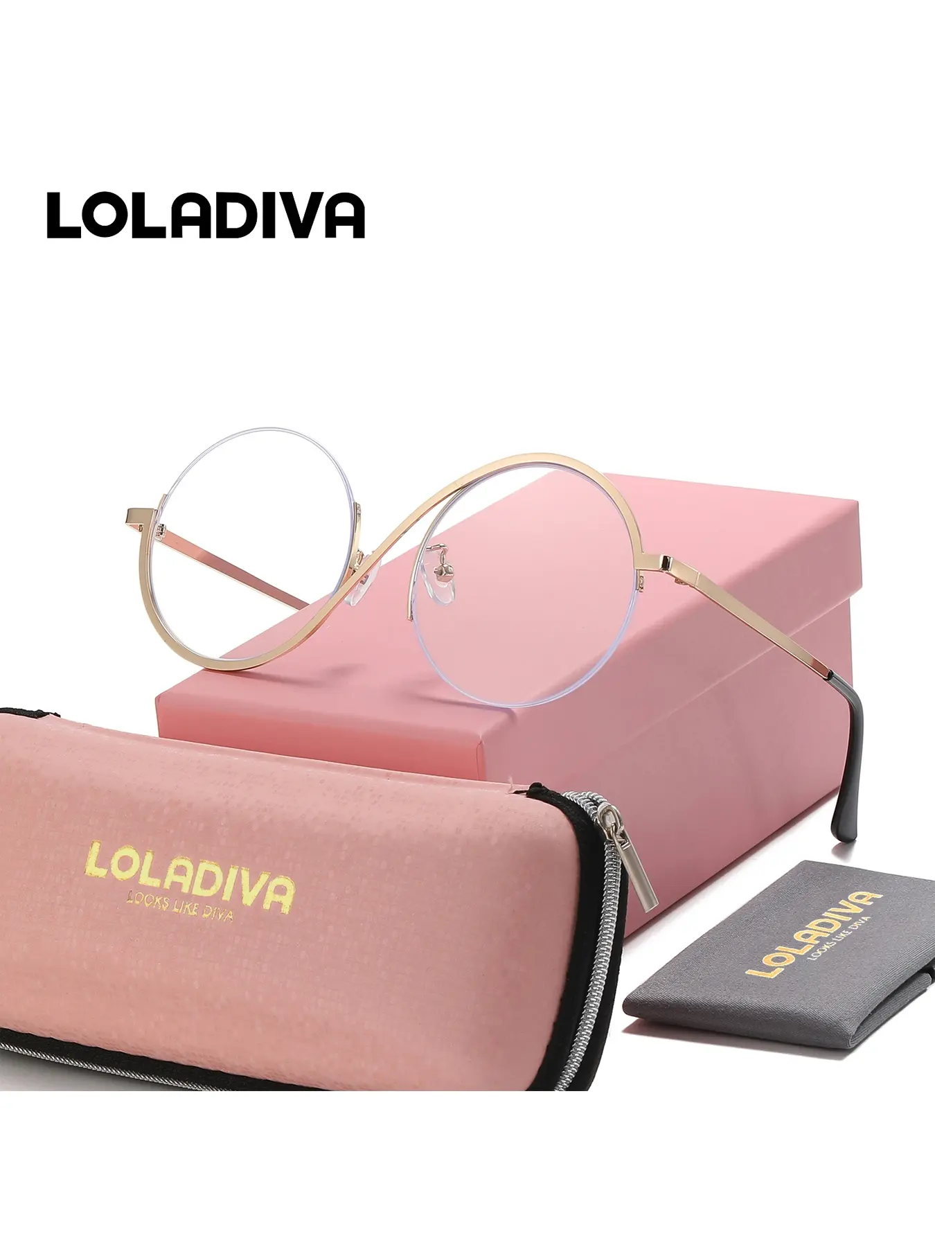 LOLADIVA Unisex Cute And Funny Half Frame Plano Glasses Distinctive Design Round Frame Plano Glasses Casual Stylish Glasses Fashion Glasses