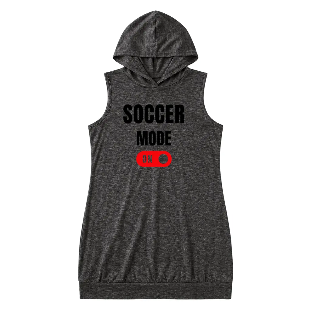 Soccer Mode On Hooded Tank Dress – Futbol Player Graphic for Sporty Style Casual Cotton