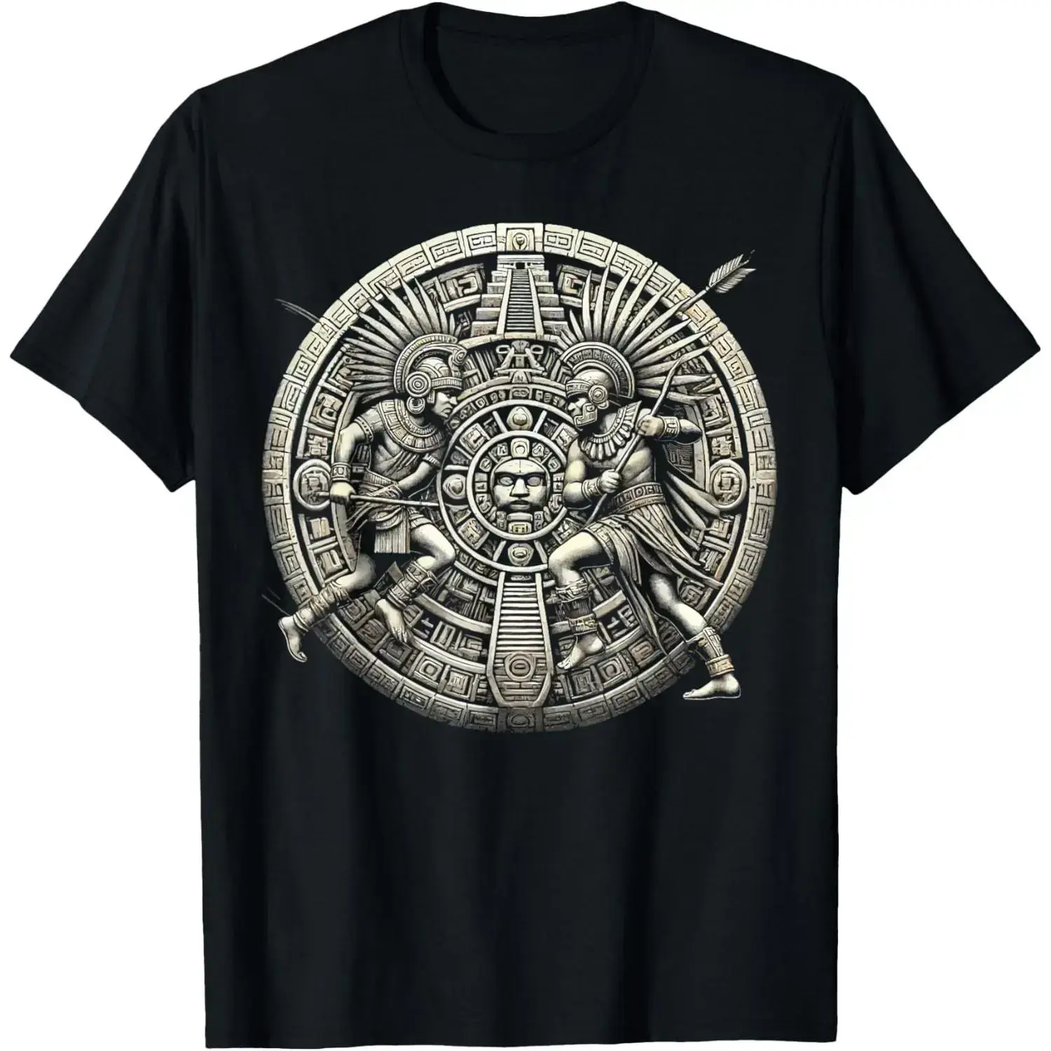 Men's Mayan Aztec Jaguar Graphic Streetwear T-Shirt, 100% Cotton Relaxed Fit Shortsleeve Crewneck Top, Tshirt, Classic, Breathable, Fabric, Menswear, Oversized