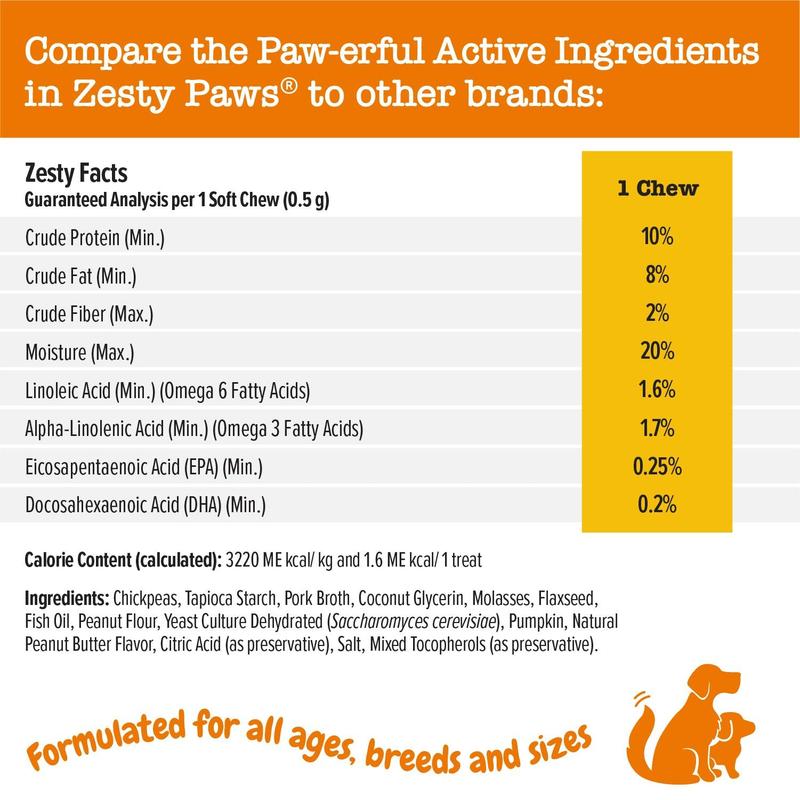 Zesty Paws All-in-One Training Bites for Puppies & Adult Dogs Soft Chew Immune Support Dog Treats with Omega 3 6 Fatty Acids for Skin Coat Supplements