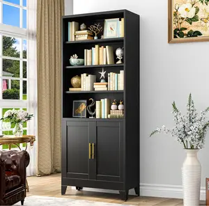 71" Tall White Metal Storage Cabinet – 4 Adjustable Shelves + Doors – Bookcase for Study, Office, Bedroom