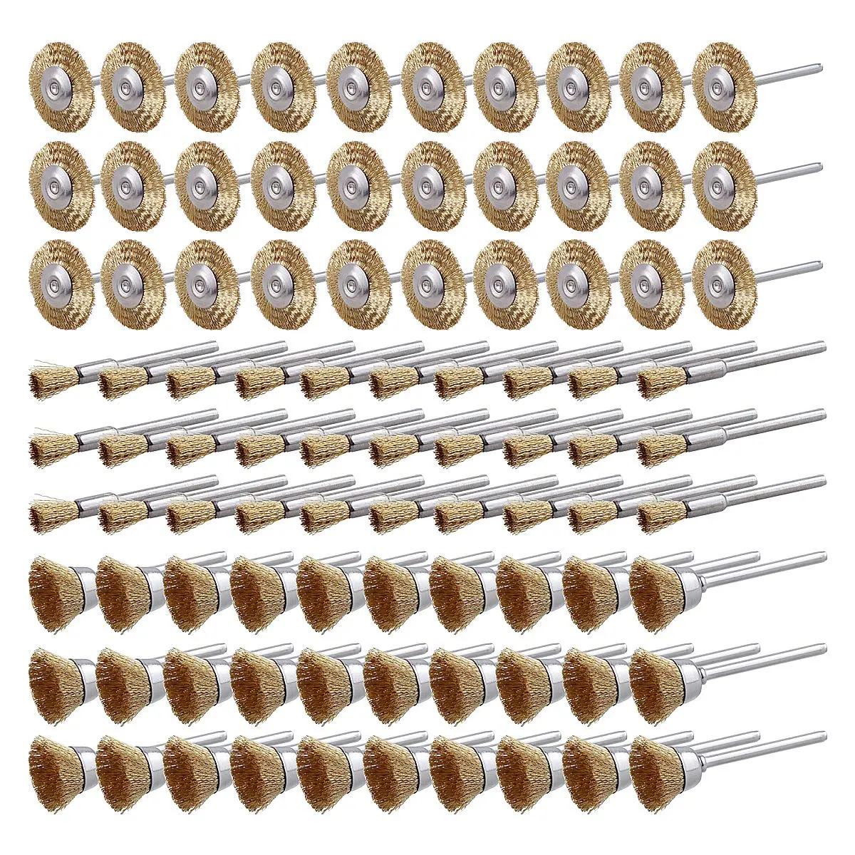 90pcs T/Pen/Bowl Wheel Cleaning Brush Set - Brass Wire Material Brushes, 1/8” Shank for Drills, Rotary Tools, Drill Presses, Durable Heavy-Duty Components for Enhanced Cleaning Effectiveness, 1/8” Shank Drills