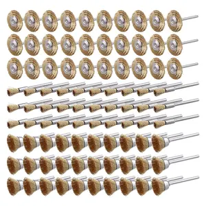 90 Packs T/Pen/Bowl Wheel Brushes Kit, Heavy-Duty Brass Wire Brush Set Compatible with Rotary Tools (1/8” Shank) Suitable for Drill Press and Hand Drills