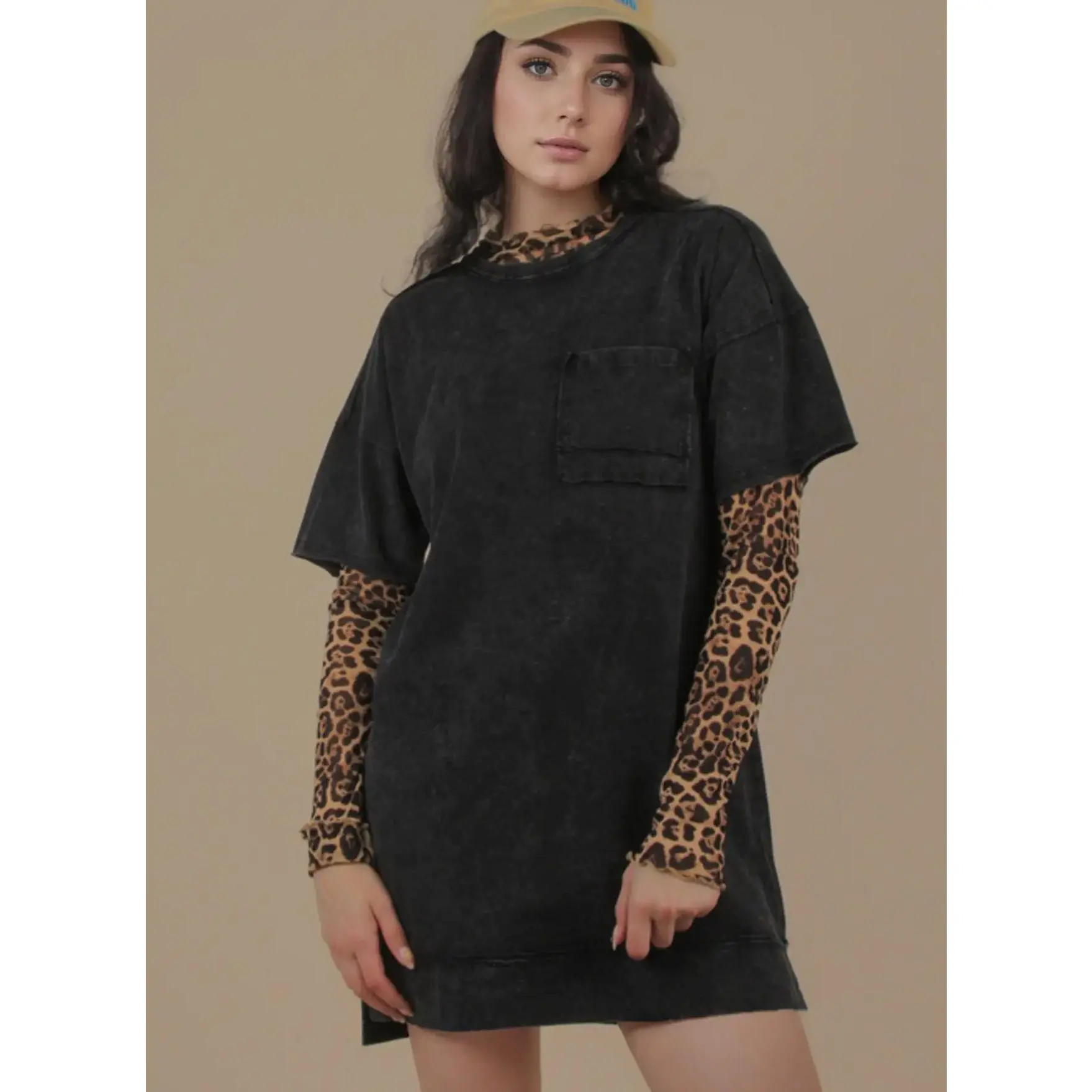 Mineral Washed Oversized Mini Dress