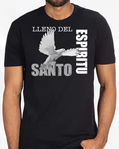 Lleno Espiritu Santo Classic Cotton Christian Tshirt Streetwear - Unisex Soft Top Set Graphic Print  Casual