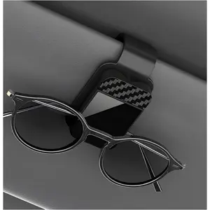 Sunglasses Holder for  Visor, Carbon Fiber Auto Eyeglasses Clip Anti-Scratch Sun Visor Organizer, Multi-Function Sunglasses Holder Ticket Card Clip for Sedan SUV  (Black)
