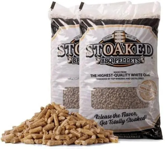 Stoaked BBQ Pellets for Smoker, Natural White Oak, Winter Smoker Fuel for BBQ Grill, Fireplace & Wood Stove, Traeger Grill Compatible, 40 lbs