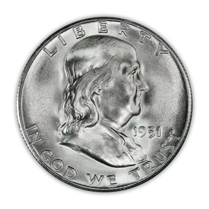 1951 Franklin 90% Silver Half Dollar San Francisco - Uncirculated