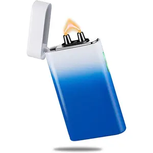 Plasma Lighter USB C Electric Lighter Big Arc Electric Lighters Dual Cool Lighters with Battery Safety Switch for Candles, Fireworks, Incense (BlueWhite)