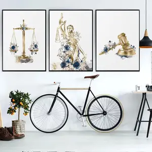 3pcs/set Frameless Scandinavian Minimalist Wall Art Lawyer Lady Justice Law Hd Canvas Painting Poster Prints Home Bedroom Living Room Decoration