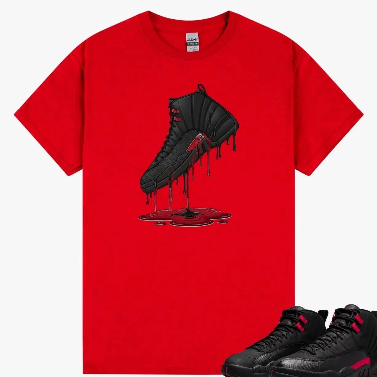 Dripping Shoe Shirt to Match AJ12 Retro Bloodline, Drip Street Sneaker Matching Tees