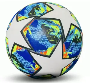 Champions League Thermal Bonded Seamless Soccer Ball Size 5 Fans Memorabilia Collectible Best Birthday Gift for Kids Blue Football Accessories High Quality PU Leather POE Foam