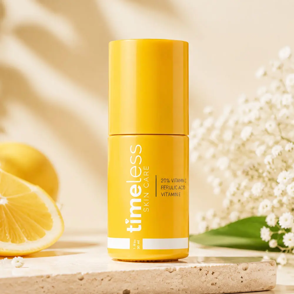 Timeless Skin Care Vitamin C Serum 20% + Vitamin E & Ferulic Acid, Brightening Face Serum for Dark Spots, Antioxidant Anti Aging Skincare, Hydrating Repair Serum for Glowing Even Skin Tone, 30ml