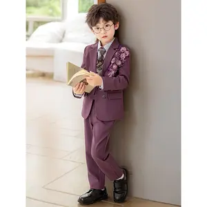 Boys and gentlemen suit, including a long-sleeved jacket + a pair of pants + a tie, suitable banquets, birthday parties, school performances, piano concerts, graduation ceremonies and groomsmen and other occasions, Perfect Outdoor,
