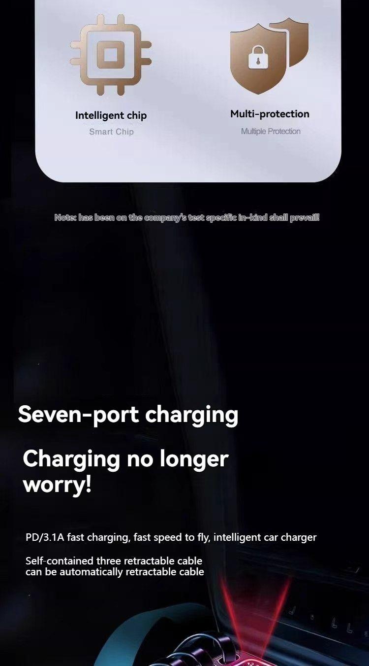 7-in-1 Retractable 120W Car Charger with Starry Sky Ambient LightAutomobiles and motorcycles / vehicle-mounted electronic equipment / electronic accessoriesAccessories Automotive & Motorcycle / Car Electronics / Electronic