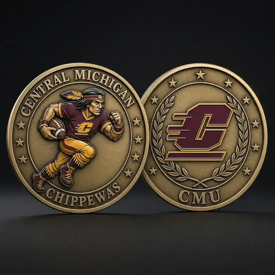 Central Michigan Chippewas challenge coin Central Michigan University CMU Chippewas college football fan collectible coin gear