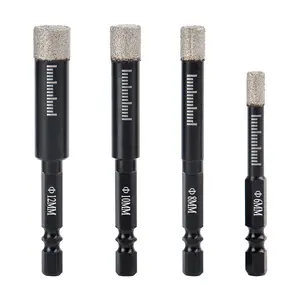 1PC/4PCS 6-12mm Dry Diamond Drill Bits for Porcelain Tile, Vacuum Brazed Hole Saw Set with Hex Shank & Built-in Cooling Wax, for Marble Granite Ceramic Glass Stone Masonry,summervibes outdoorfun