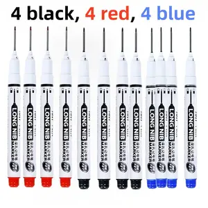 12 Long Tip Marking Pens, 20mm Deep Hole Precision, Blue Ink, Ideal for Woodworking Bathroom Decor Crafts
