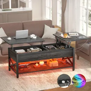 Cyclysio Coffee Table, Lift Top Coffee Tables for Living Room,Rising Tabletop Wood Dining Center Tables with Storage Shelf and Hidden Compartment