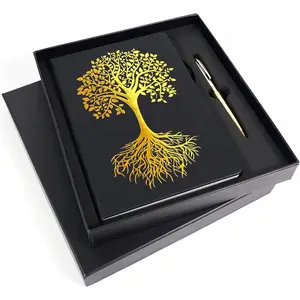 Tree of Life Journal and Pen  Set - Vegan Leather Journal with Pen - Professional Diary for Women or Men - A5 Hardcover Fancy Notebook  Set - Index & 224 Lined Pages