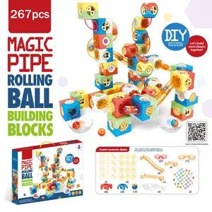 DIY Splicing Slide Model Toy, Assembly Building Blocks, 238pcs/267pcs Square Building Blocks, Creative Track Building Model, Educational Building Toy for Boys & Girls