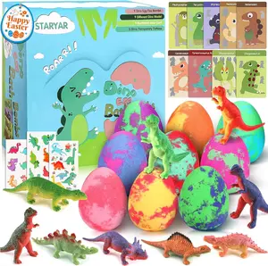 Bath Bombs for Kids with Surprise Toys Inside - 9 Pack Dinosaur Bath Bombs Gift Set, Dinosaur Toys for Kids 3 4 5 6 7 8 9 Years, Easter Gifts for Kids, Easter Basket Stuffers Bubble Bath Fizzes