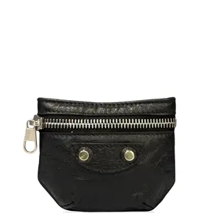 Pre-owned Balenciaga Leather clutches & wristlets Studded Earphone Case Lambskin Black (mg032226c7)