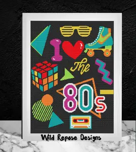 Wild Resepose Designs I Love the 80s Crochet Pattern 192x240 - Decorative Wall Print for Artistic Room Decoration