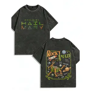 100 Percent Cotton Casual Loose Fit T-Shirt Project Hail Mary And Rocky Amaze Space Frog Design Summer Wear Fashionable Street Retro Style