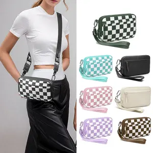 Handbag Zipper Women Oxford Cloth Fashion Checkerboard Handheld Crossbody Multifunctional Bag 2026 New Home Storage Bag Wallet with Handle and Strap 4.72in x 7.48in x 1.18in Wristlet Strap Included Colorblock Bag