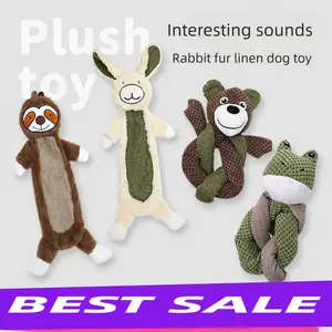 Squeaky Dog Plush Toy, Self-entertaining Teething Chew Resistant Rabbit Plush for Medium & Large Dogs