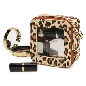 Wrangler Mini Clear Makeup Bag Travel Cosmetic Bag Portable Make Up Toiletry Organizer for Women