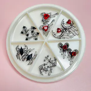 12 pcs Vintage Gothic Halloween Charms (Red & Black) for Nails Art Design
