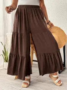 Plus Size Women's Patchwork Slimming Cake Skirt Pants, Casual Long Pants for Ladies, Comfortable and Stylish Fashion Wear