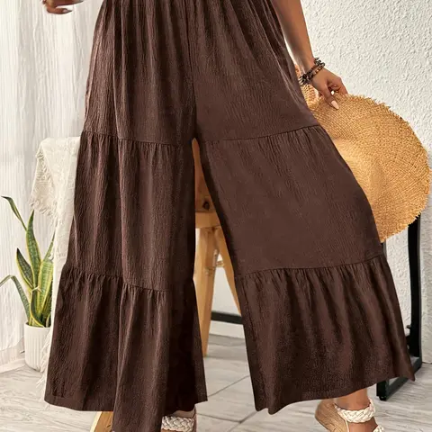 Plus Size Women's Patchwork Slimming Cake Skirt Pants, Bottoms Long Pants for Ladies, Comfortable and Stylish Fashion Wear, All Seasons Trousers